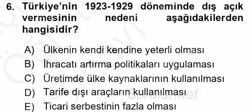 İthalat ve İhracat İşlemleri 2016 - 2017 3 Ders Sınavı 6.Soru