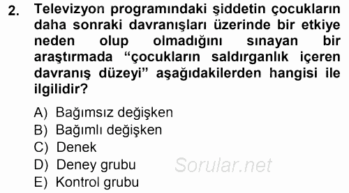 Sosyal Psikoloji 1 2014 - 2015 Tek Ders Sınavı 2.Soru