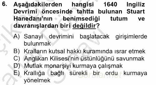 Siyasi Düşünceler Tarihi 2012 - 2013 Dönem Sonu Sınavı 6.Soru