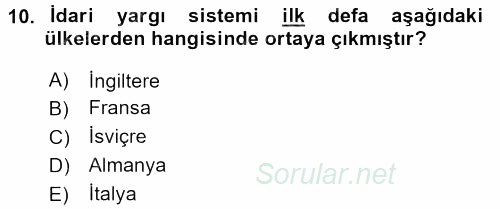 Kamu Özel Kesim Yapısı Ve İlişkileri 2017 - 2018 Ara Sınavı 10.Soru