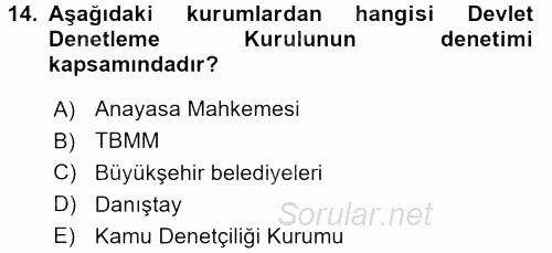 Kamu Özel Kesim Yapısı Ve İlişkileri 2017 - 2018 Ara Sınavı 14.Soru