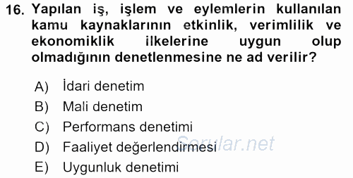 Kamu Özel Kesim Yapısı Ve İlişkileri 2017 - 2018 Ara Sınavı 16.Soru