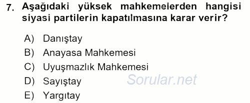 Kamu Özel Kesim Yapısı Ve İlişkileri 2017 - 2018 Ara Sınavı 7.Soru