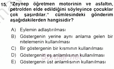 Türkçe Sözlü Anlatım 2015 - 2016 Ara Sınavı 15.Soru