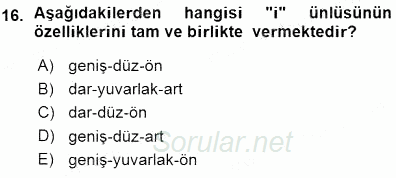 Türkçe Sözlü Anlatım 2015 - 2016 Ara Sınavı 16.Soru