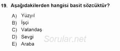 Türkçe Sözlü Anlatım 2015 - 2016 Ara Sınavı 19.Soru