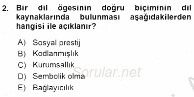 Türkçe Sözlü Anlatım 2015 - 2016 Ara Sınavı 2.Soru
