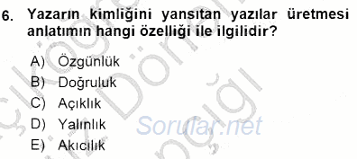Türkçe Sözlü Anlatım 2015 - 2016 Ara Sınavı 6.Soru