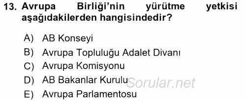 Karşılaştırmalı Siyasal Sistemler 2017 - 2018 Dönem Sonu Sınavı 13.Soru