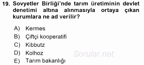 Karşılaştırmalı Siyasal Sistemler 2017 - 2018 Dönem Sonu Sınavı 19.Soru