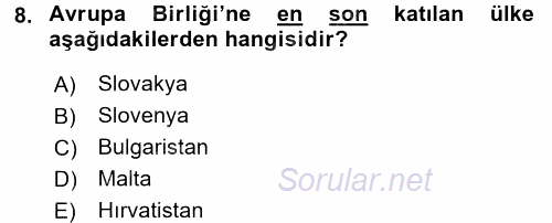 Karşılaştırmalı Siyasal Sistemler 2017 - 2018 Dönem Sonu Sınavı 8.Soru