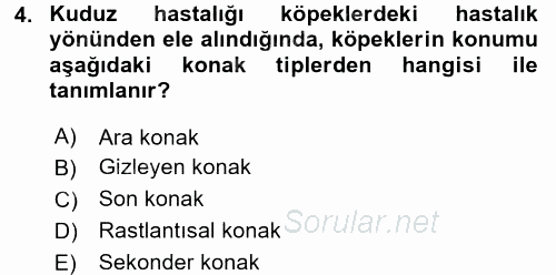 Veteriner Mikrobiyoloji ve Epidemiyoloji 2016 - 2017 Ara Sınavı 4.Soru