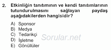 Etkinlik Yönetimi 2012 - 2013 Ara Sınavı 2.Soru