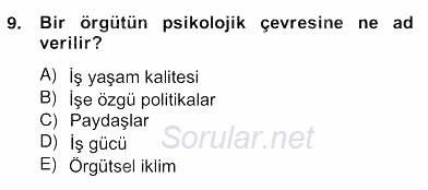 Etkinlik Yönetimi 2012 - 2013 Ara Sınavı 9.Soru