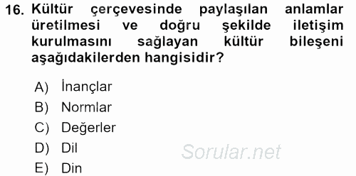 Tüketici Davranışları 2016 - 2017 3 Ders Sınavı 16.Soru