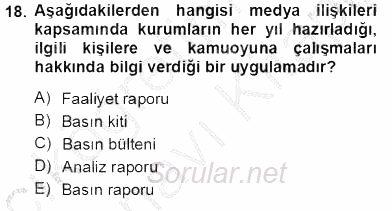 Toplum ve İletişim 2013 - 2014 Tek Ders Sınavı 18.Soru