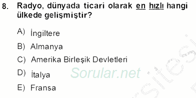 Toplum ve İletişim 2013 - 2014 Tek Ders Sınavı 8.Soru