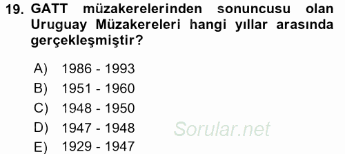 Hizmetler Ekonomisi 2017 - 2018 Ara Sınavı 19.Soru