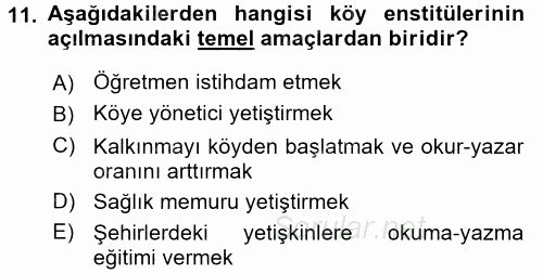 Eğitim Bilimine Giriş 2017 - 2018 3 Ders Sınavı 11.Soru