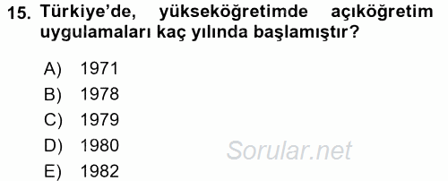 Eğitim Bilimine Giriş 2017 - 2018 3 Ders Sınavı 15.Soru