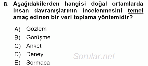 Eğitim Bilimine Giriş 2017 - 2018 3 Ders Sınavı 8.Soru