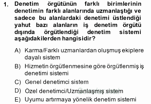 Çalışma Yaşamının Denetimi 2014 - 2015 Tek Ders Sınavı 1.Soru