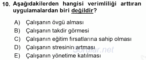 Yeni Teknolojiler ve Çalışma Hayatı 2016 - 2017 3 Ders Sınavı 10.Soru