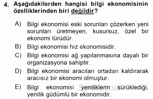 Yeni Teknolojiler ve Çalışma Hayatı 2016 - 2017 3 Ders Sınavı 4.Soru