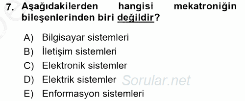 Yeni Teknolojiler ve Çalışma Hayatı 2016 - 2017 3 Ders Sınavı 7.Soru