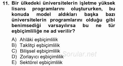 Örgüt Kuramı 2012 - 2013 Dönem Sonu Sınavı 11.Soru