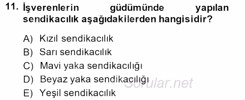 Endüstri Sosyolojisi 2013 - 2014 Tek Ders Sınavı 11.Soru