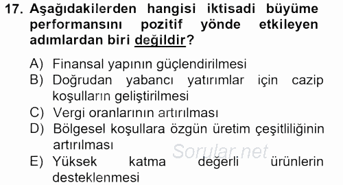 Endüstri Sosyolojisi 2013 - 2014 Tek Ders Sınavı 17.Soru