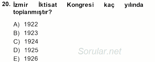 Endüstri Sosyolojisi 2013 - 2014 Tek Ders Sınavı 20.Soru