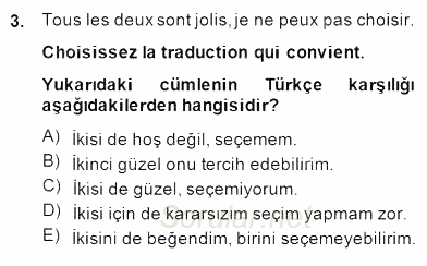Turizm Için Fransızca 2 2014 - 2015 Ara Sınavı 3.Soru