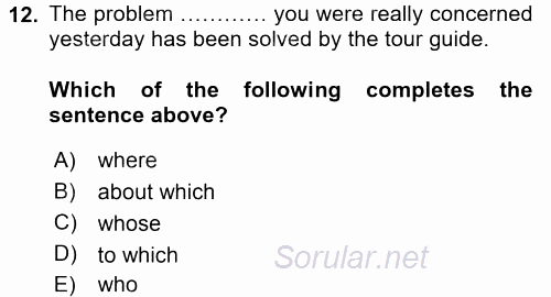 Turizm Için Ingilizce 2 2015 - 2016 Tek Ders Sınavı 12.Soru