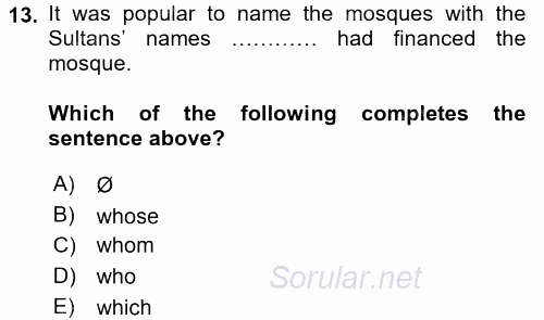Turizm Için Ingilizce 2 2015 - 2016 Tek Ders Sınavı 13.Soru