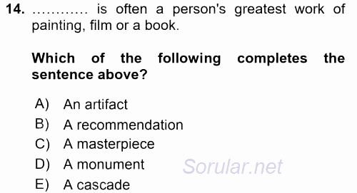 Turizm Için Ingilizce 2 2015 - 2016 Tek Ders Sınavı 14.Soru