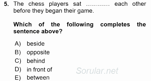 Turizm Için Ingilizce 2 2015 - 2016 Tek Ders Sınavı 5.Soru
