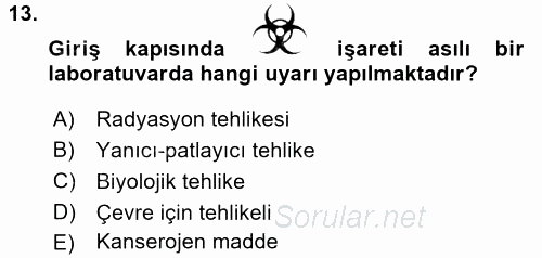 Veteriner Laboratuvar Teknikleri ve Prensipleri 2015 - 2016 Dönem Sonu Sınavı 13.Soru