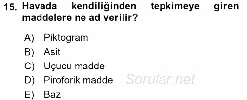 Veteriner Laboratuvar Teknikleri ve Prensipleri 2015 - 2016 Dönem Sonu Sınavı 15.Soru