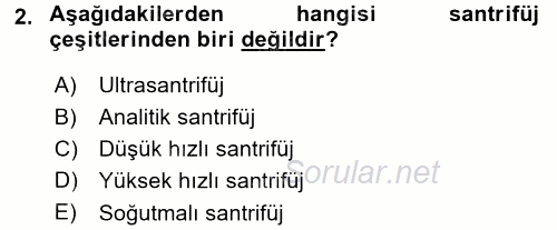 Veteriner Laboratuvar Teknikleri ve Prensipleri 2015 - 2016 Dönem Sonu Sınavı 2.Soru