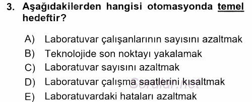 Veteriner Laboratuvar Teknikleri ve Prensipleri 2015 - 2016 Dönem Sonu Sınavı 3.Soru