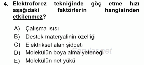 Veteriner Laboratuvar Teknikleri ve Prensipleri 2015 - 2016 Dönem Sonu Sınavı 4.Soru