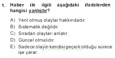 Haber Toplama Teknikleri 2013 - 2014 Dönem Sonu Sınavı 1.Soru