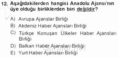 Haber Toplama Teknikleri 2013 - 2014 Dönem Sonu Sınavı 12.Soru