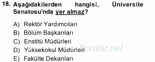 Türk Eğitim Tarihi 2014 - 2015 Tek Ders Sınavı 18.Soru
