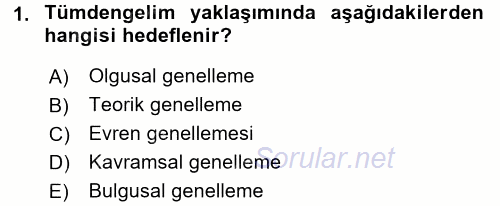 İletişim Araştırmaları 2016 - 2017 Dönem Sonu Sınavı 1.Soru