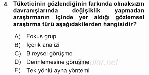 İletişim Araştırmaları 2016 - 2017 Dönem Sonu Sınavı 4.Soru