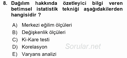 İletişim Araştırmaları 2016 - 2017 Dönem Sonu Sınavı 8.Soru