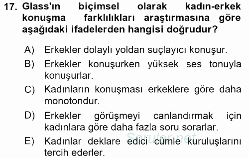 Etkili İletişim Teknikleri 2015 - 2016 Ara Sınavı 17.Soru